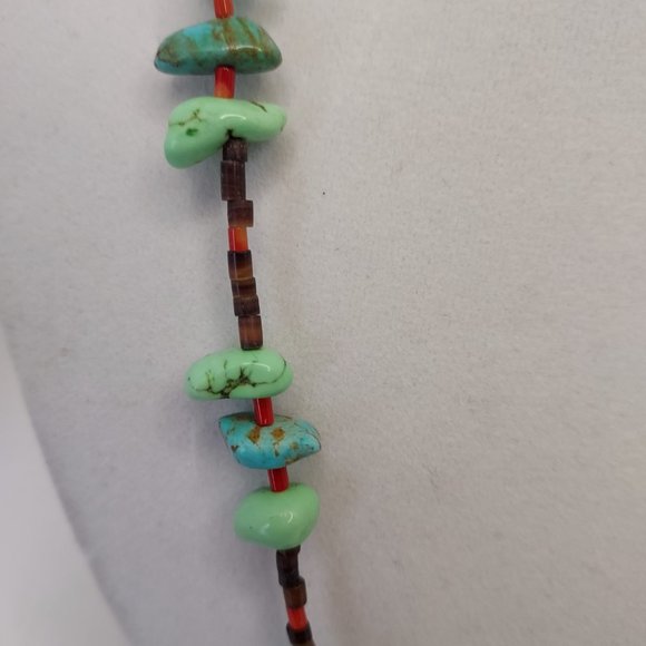 REAL vintage turquoise chunk 30"long lariat necklace - Picture 6 of 13